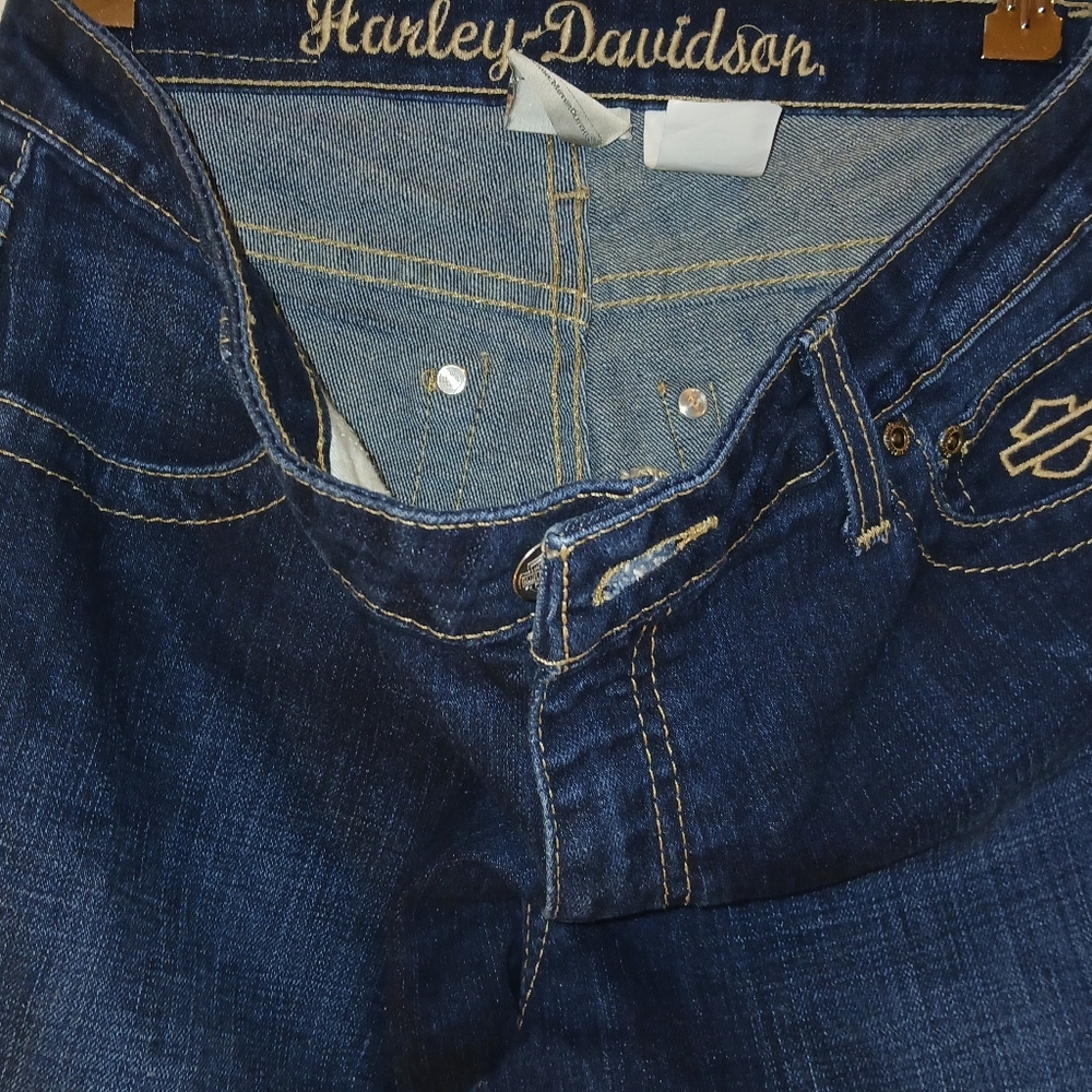 Harley-Davidson Women's Blue Boot Cut   Embellished Mid-rise Jeans.